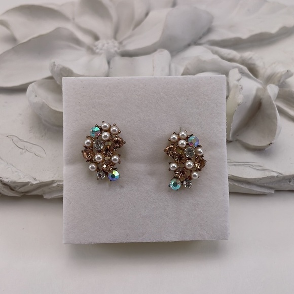 Paisley Pearl & AB Crystal Earrings - Picture 3 of 7